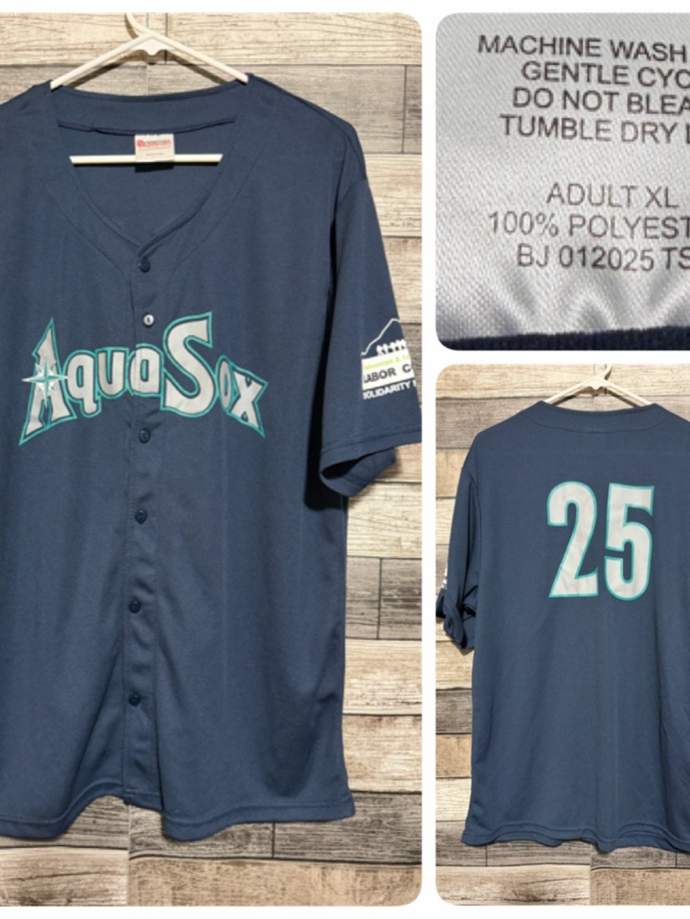 Everett Aquasox Seattle Mariners Baseball Jersey Men’s XL Blue Stadium Promo